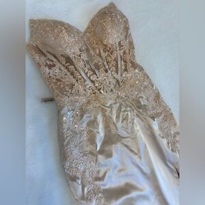 corset strapless champagne dress